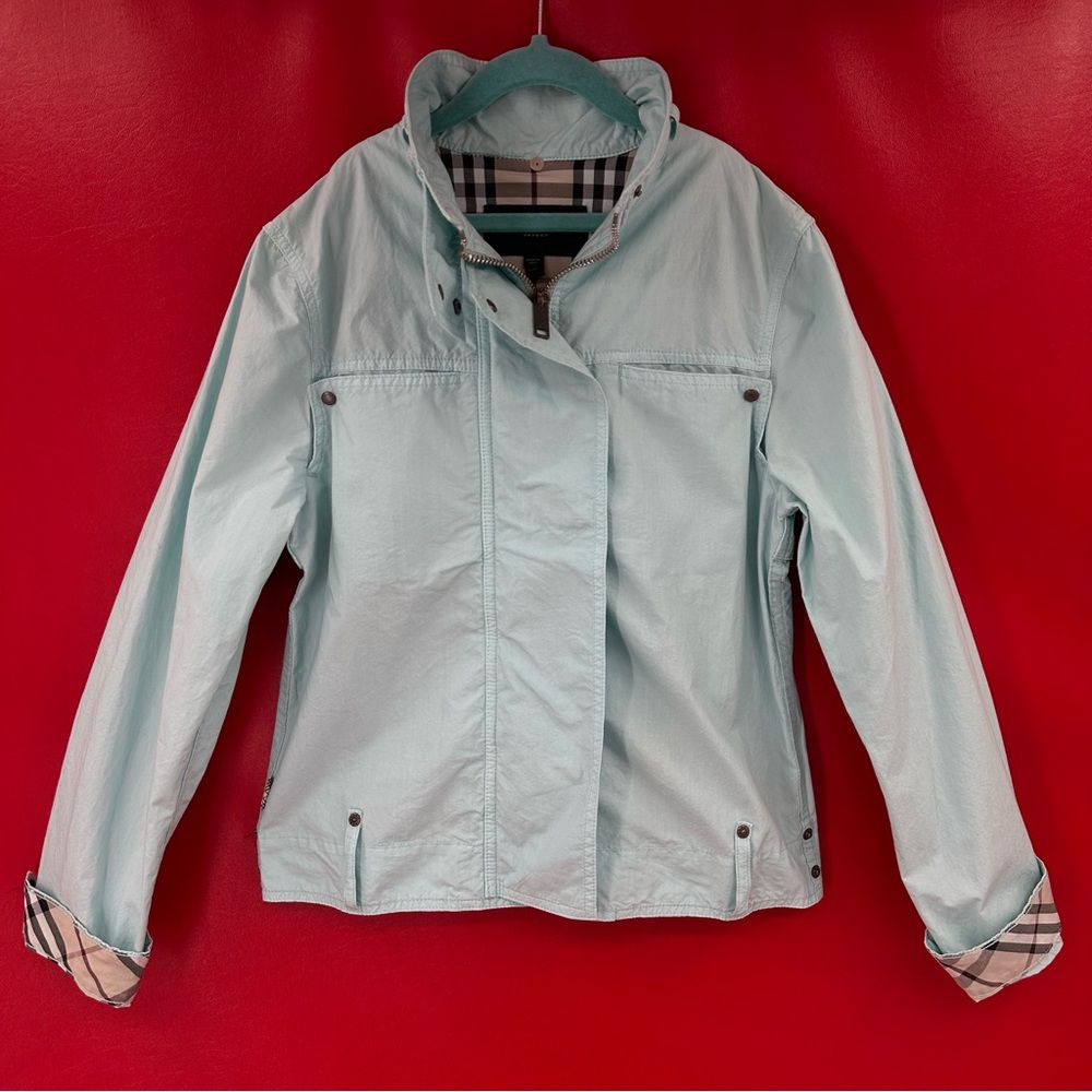 Authentic Burberry Light Blue Kids Rain Jacket Size 4 AS IS